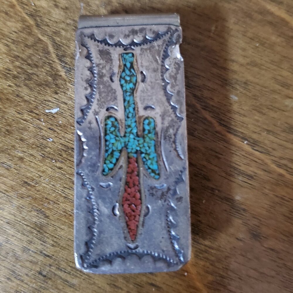 Vintage Sterling Silver Native American Money Clip